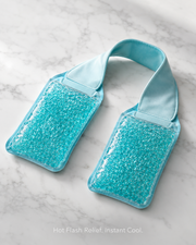 Hot Flash Neck Cooler - aqua gel bead cooling wrap on marble
